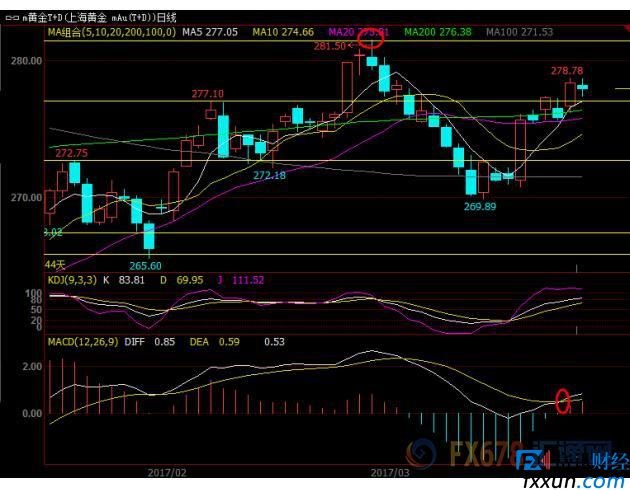 黄金T+D高位震荡，市场关注耶伦讲话及特朗普医改法案