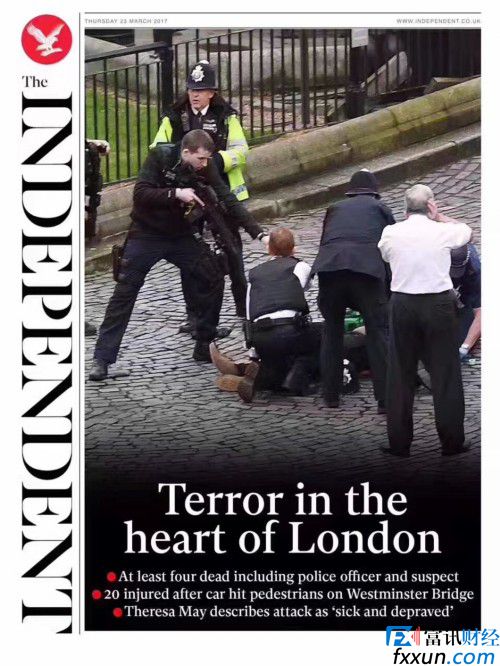伦敦恐怖袭击致5人死亡,英国媒体头版是这样的